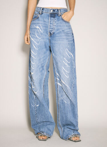 Alexander Wang Cursive Logo Balloon Jeans Blue awg0257030