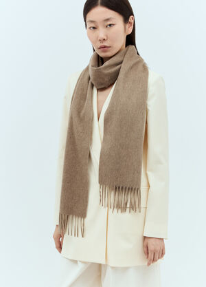 Max Mara Logo Embroidery Cashmere Scarf Cream max0257015