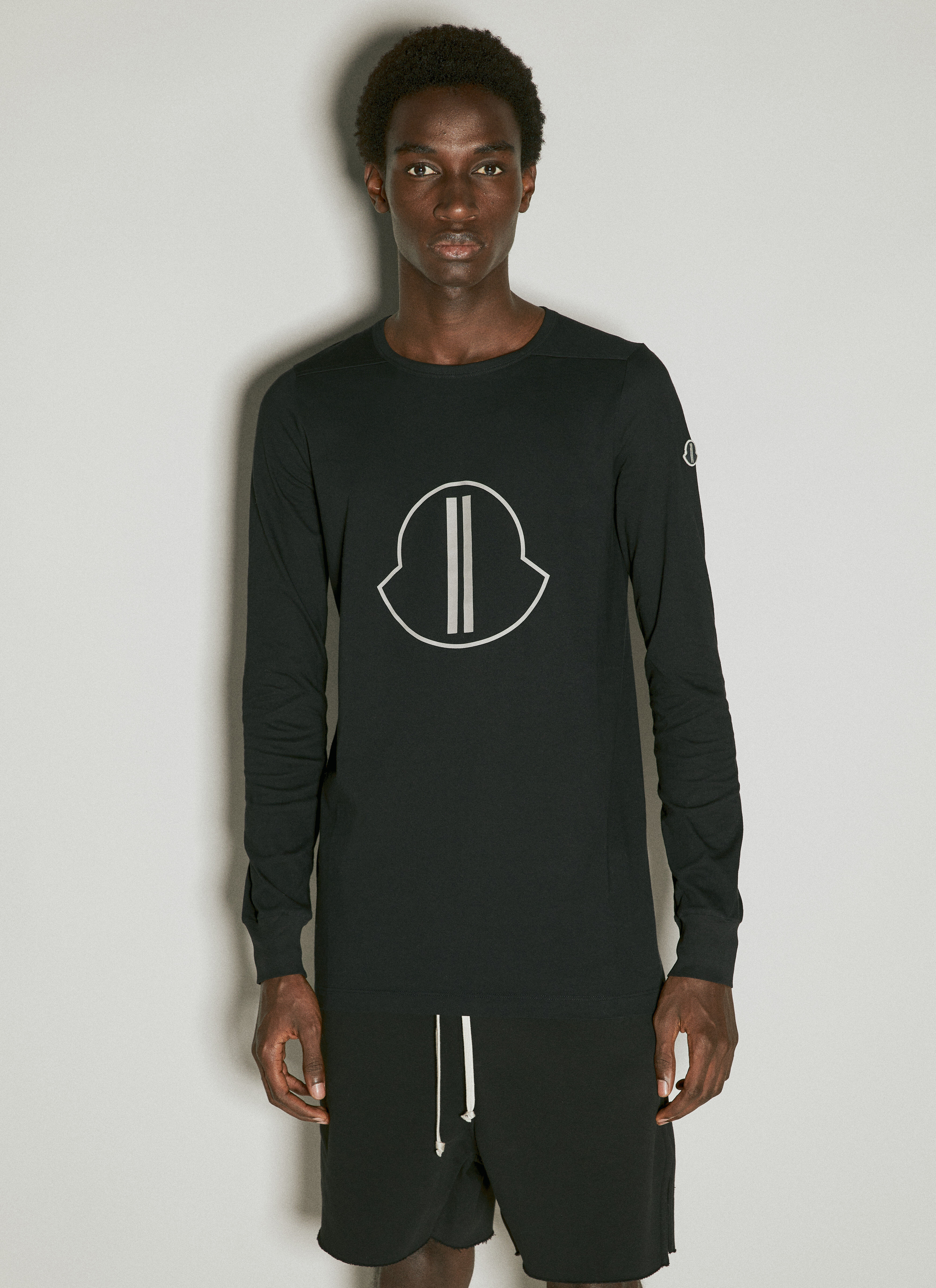 Moncler x Roc Nation designed by Jay-Z 로고 아플리케 긴팔 티셔츠 블랙 mrn0156002