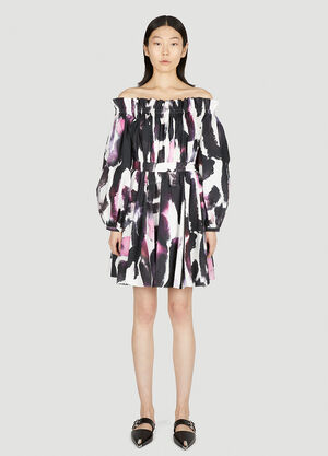 Alexander McQueen Painted Pleated Dress Black amq0252012