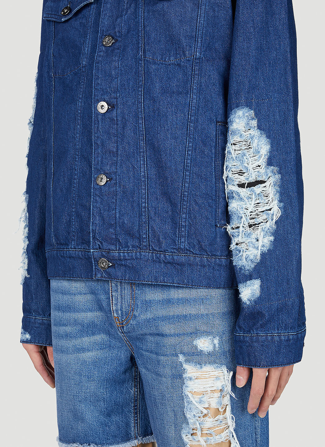 JW Anderson Distressed Denim Jacket in Blue | LN-CC