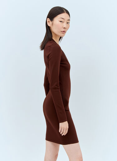 Saint Laurent Décolleté Knit Dress Brown sla0256003