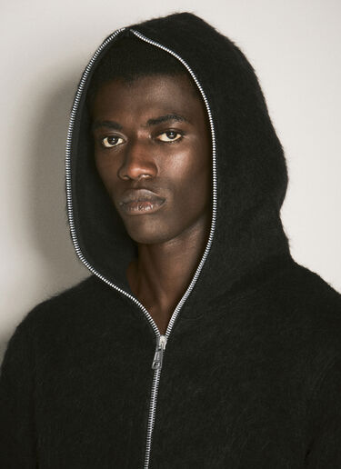 Our Legacy Hairy Zip-Up Hooded Cardigan Black our0158009