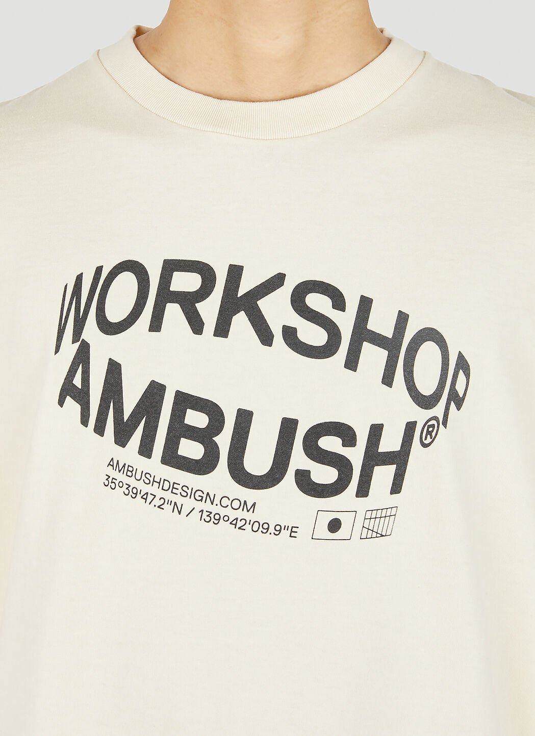 Ambush Revolve Logo Print T-Shirt in Cream | LN-CC®