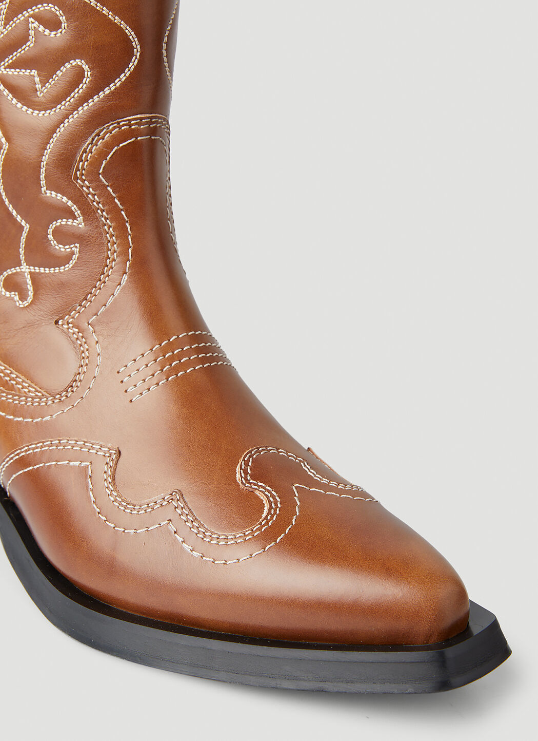 GANNI Knee High Embroidered Western Boots in Brown | LN-CC®