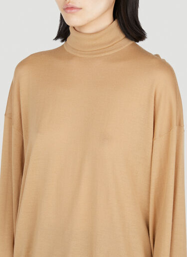 Saint Laurent Fine-Knit Slouchy Rollneck Sweater Beige sla0253028