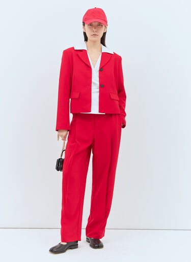 GANNI Fitted Twill Blazer Red gan0257022