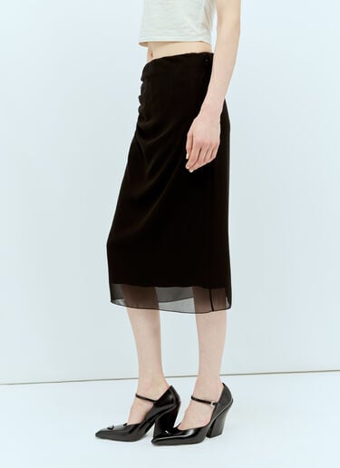 Prada 乔其纱中长半裙 黑色 pra0256052