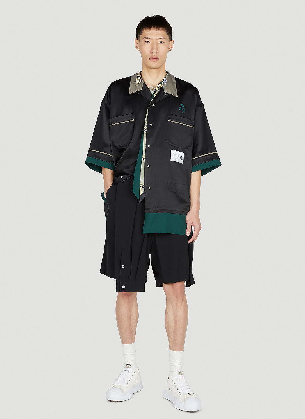 Maison Mihara Yasuhiro Mixed Shirts Easy Shorts in Black | LN-CC®