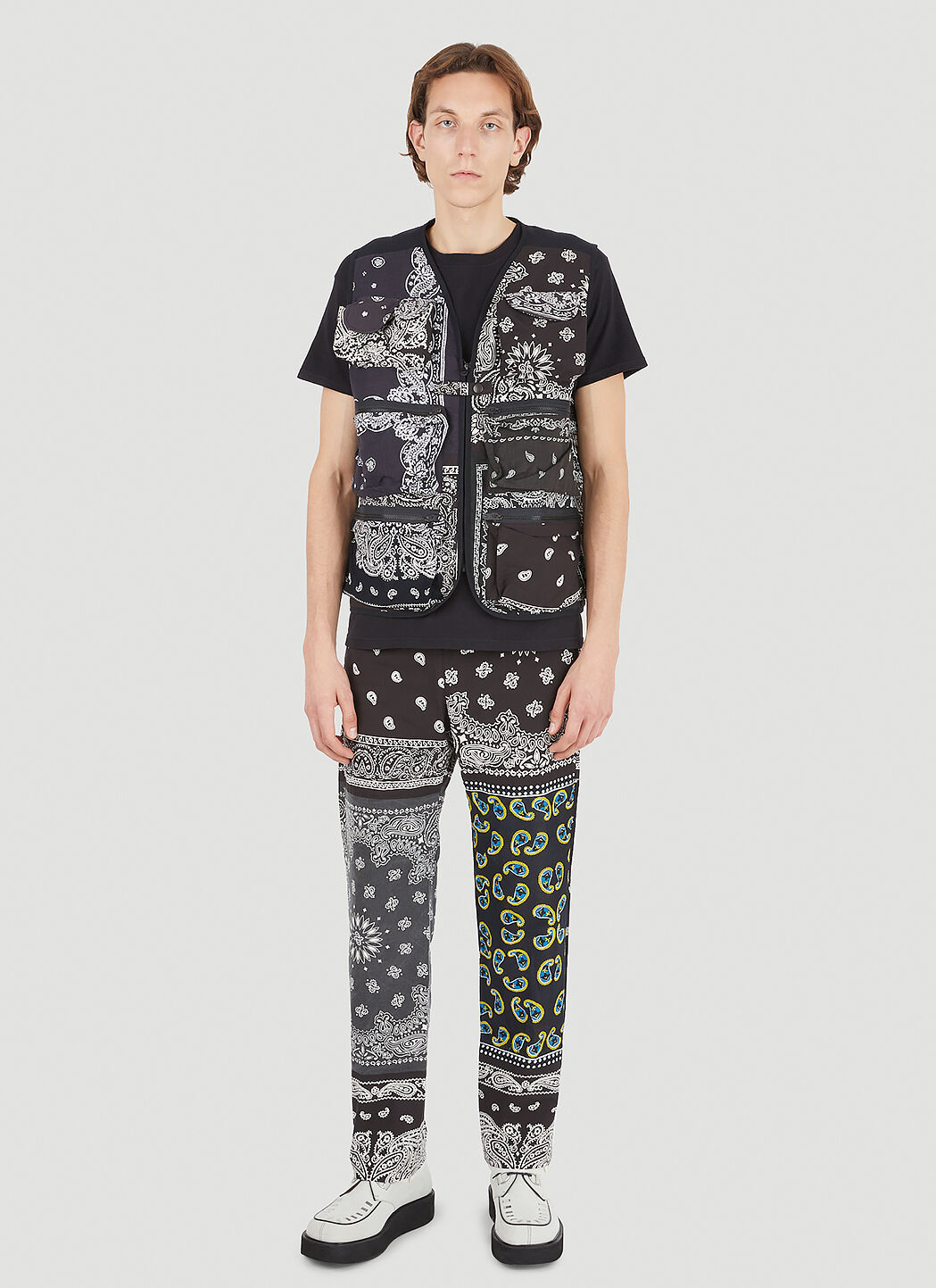 Children of the Discordance Black and Brown Patchwork Bandana Pants  Children of the Discordance