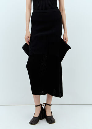 Issey Miyake Sensu Knit Midi Skirt Black ism0257008