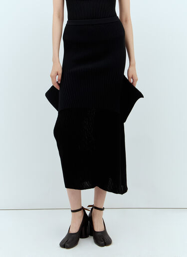 Issey Miyake Sensu Knit Midi Skirt Black ism0257009