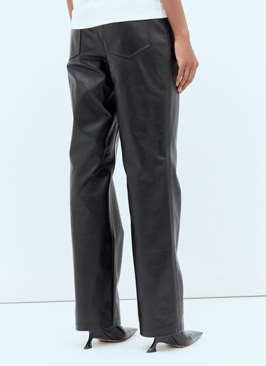 TOTEME Straight Leather Pants Black tot0257016