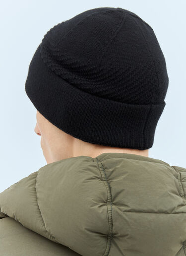 Stone Island Logo Patch Beanie Hat Black sto0158064