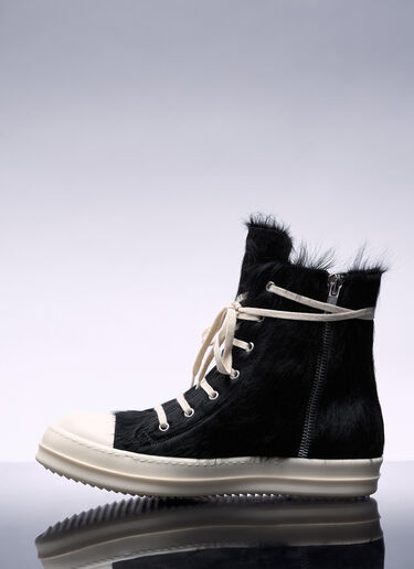 Rick Owens Pony-Hair High-Top Sneakers Black ric0156014