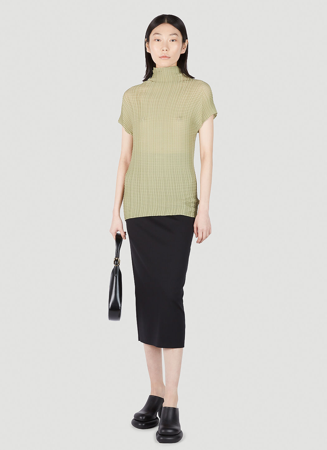 Issey Miyake Wooly Pleats Top in Green | LN-CC