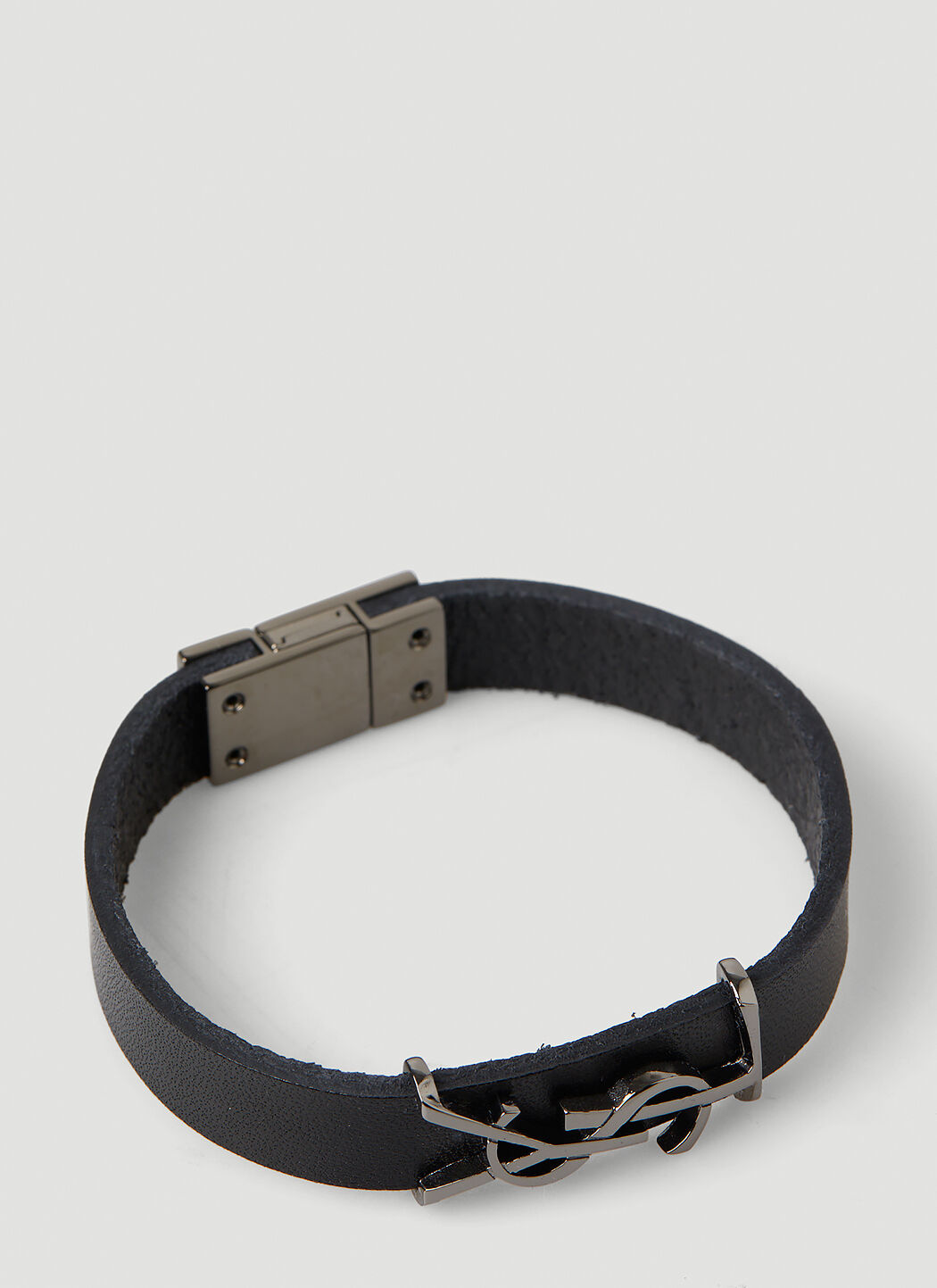 SAINT LAURENT Opyum Leather and Silver-Tone Bracelet for Men | MR PORTER