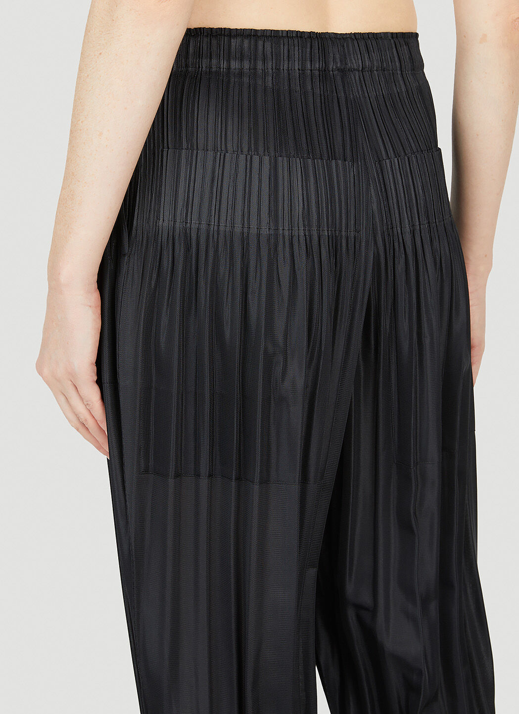 Pleats Please Issey Miyake Fluffy Tapered Pants in Black | LN-CC®