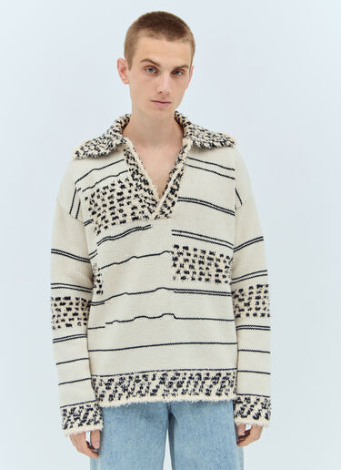 Bottega Veneta 대조적인 패턴 니트 스웨터  크림 bov0157008