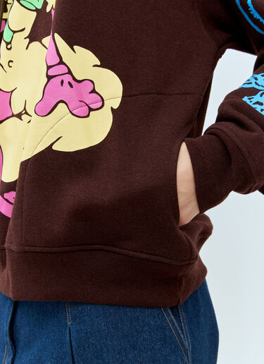 Chopova Lowena Screen Printed Hooded Sweatshirt Brown cho0258009