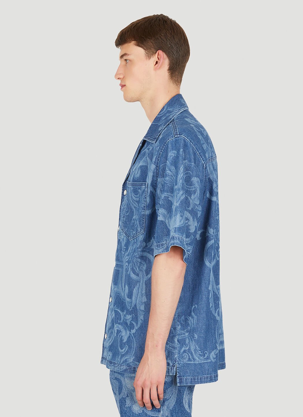Versace baroque-print denim shirt - Blue