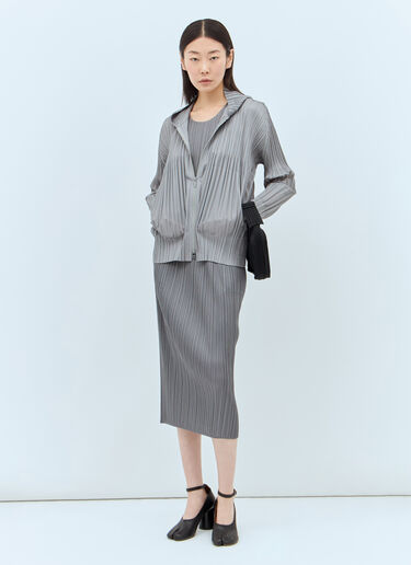 Pleats Please Issey Miyake Pleated Hooded Sweatshirt Grey plp0257035