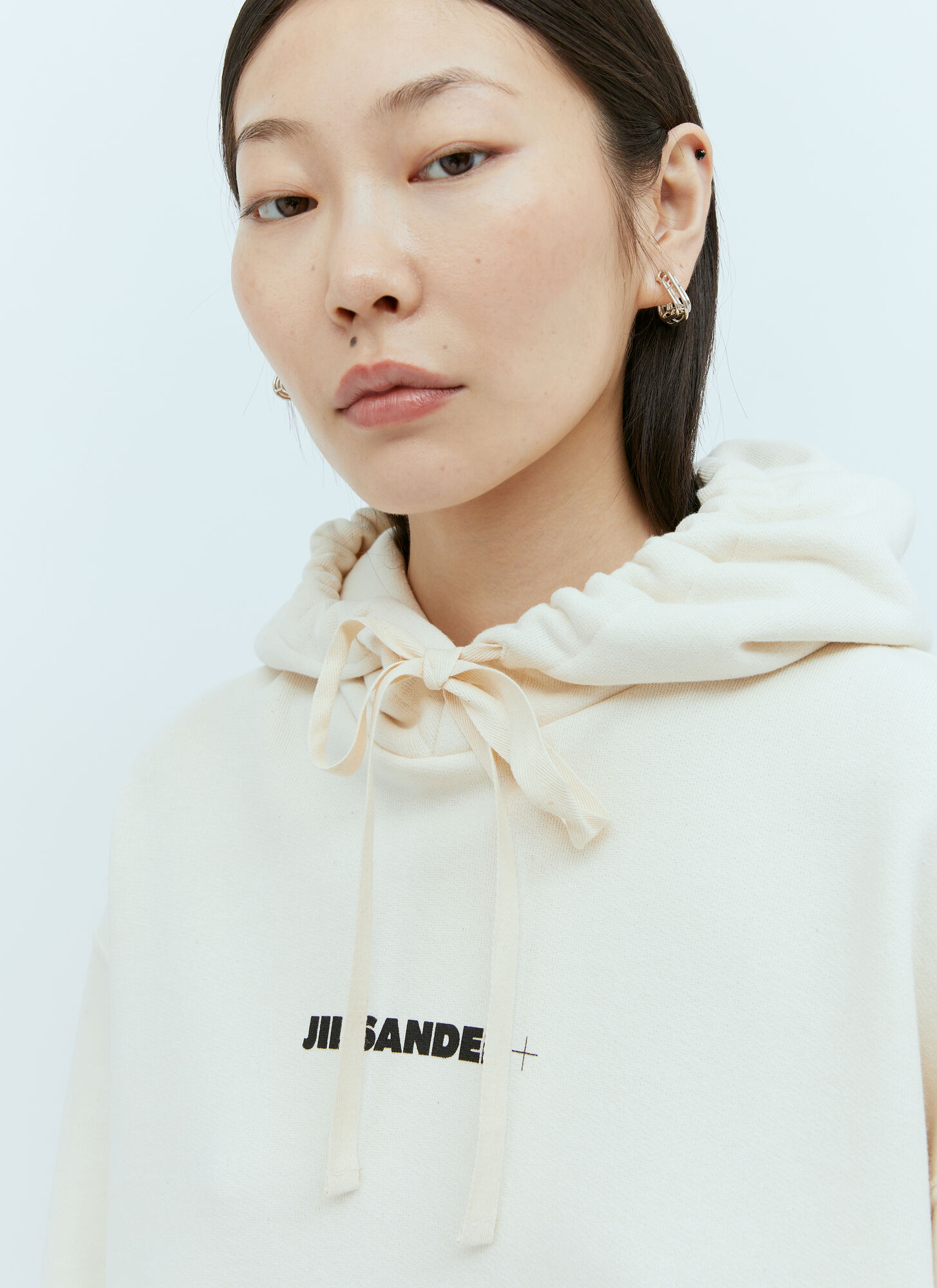 Jil Sander+ Felpa Hooded Sweatshirt In Cream