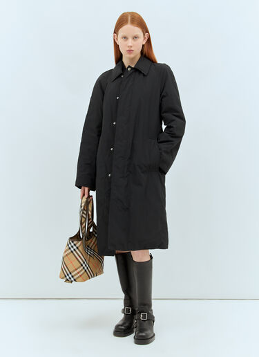 Burberry ロングナイロンコットンパッド入りカーコート ブラック bur0257017