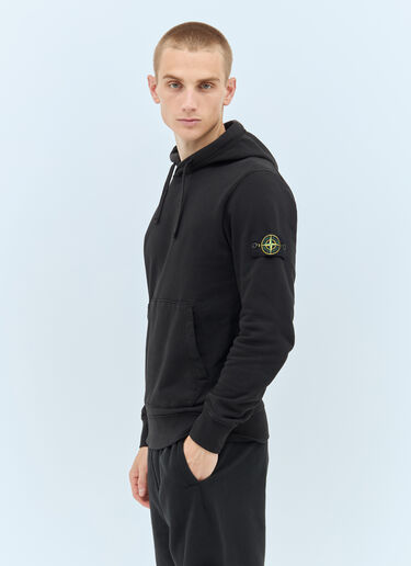 Stone Island Logo Patch Hooded Sweatshirt Black sto0158041