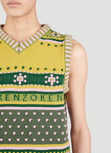 Kenzo Fairisle Knit Jumper Vest Green knz0154010