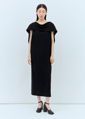 Issey Miyake Draped Neckline Midi Dress Black ism0257008