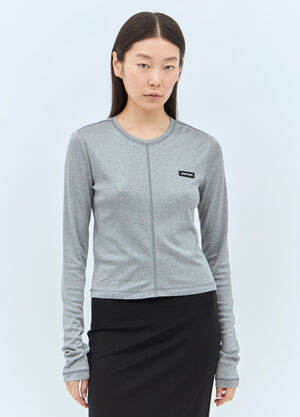 Miu Miu Silk T-Shirt Grey miu0258013