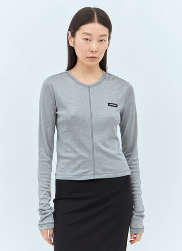 Miu Miu Silk T-Shirt Grey miu0258012