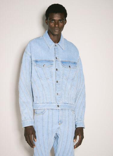 Mugler Spiral Denim Jacket Light Blue mug0355002