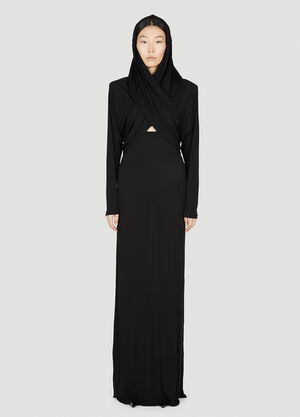 Saint Laurent Hooded Maxi Dress Brown sla0253011