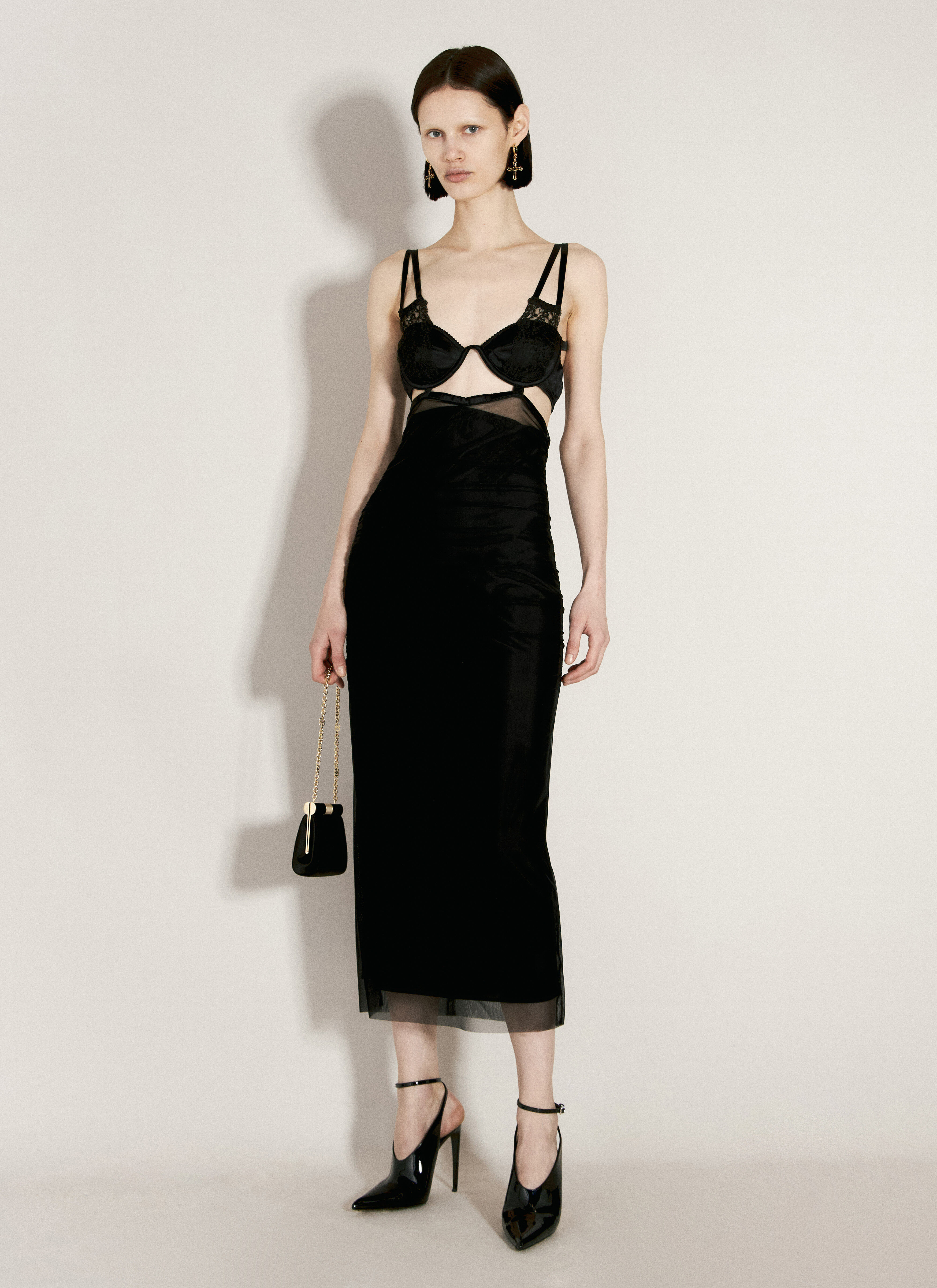 TOTEME Tulle Calf-Length Dress Black tot0255022