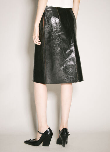 Prada Craquelé Leather Skirt Black pra0258010