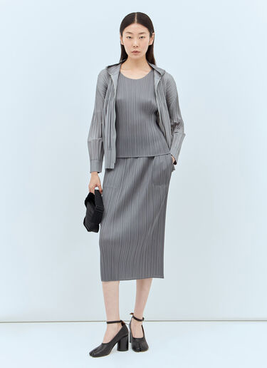 Pleats Please Issey Miyake Pleated Midi Skirt Grey plp0256013