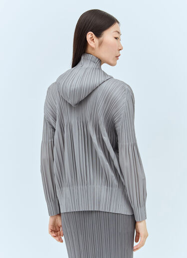 Pleats Please Issey Miyake Pleated Hooded Sweatshirt Grey plp0257035