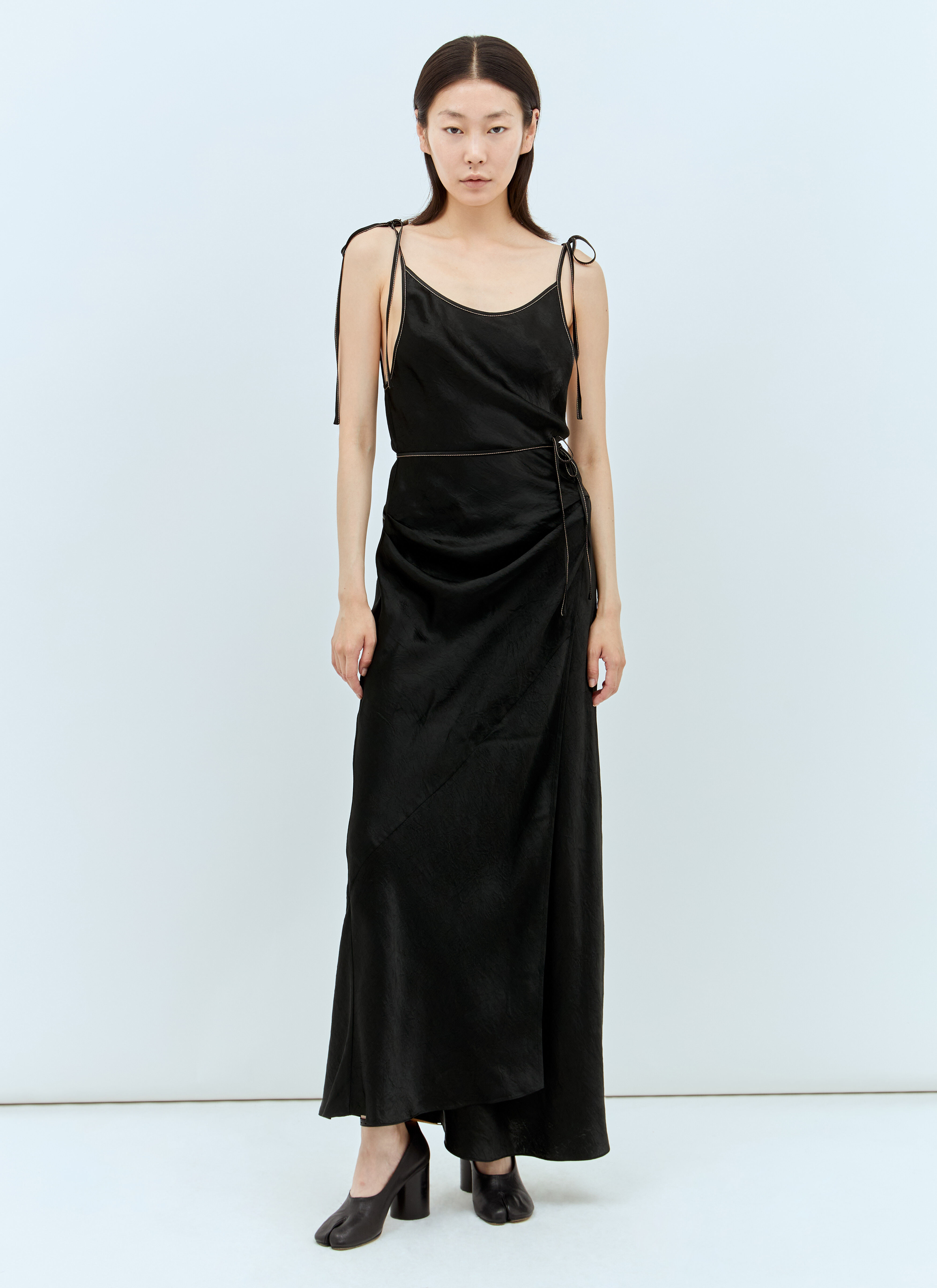 Jean Paul Gaultier Satin Maxi Dress Black jpg0258007