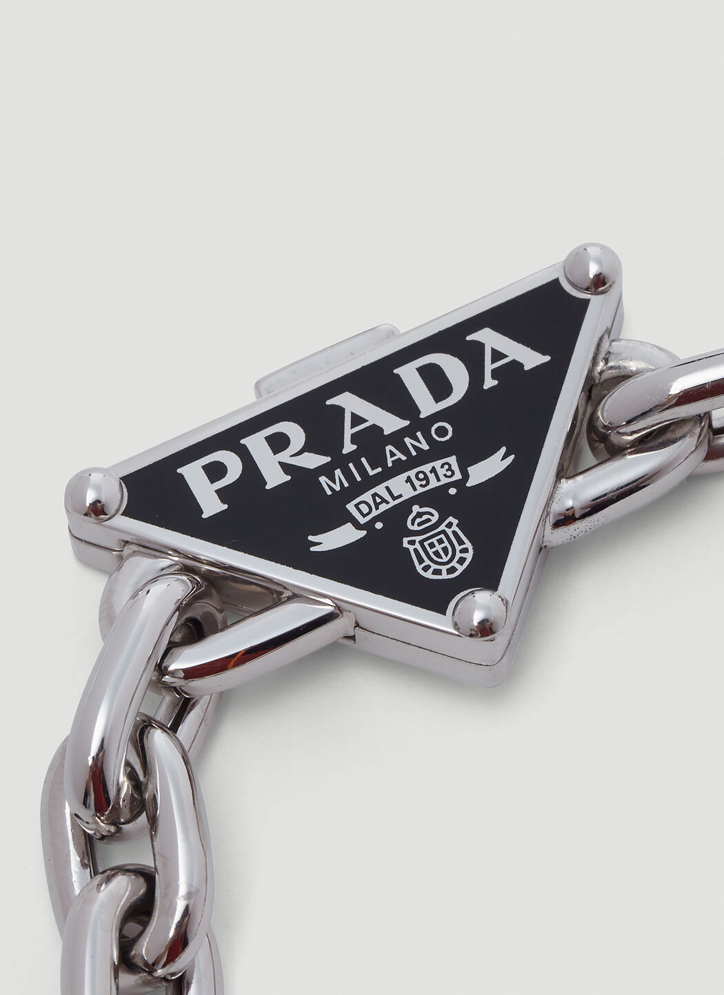 Prada Men's Triangle Logo Bracelet in Silver | LN-CC®