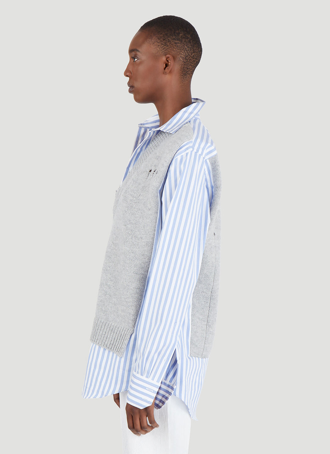 Maison Margiela Knit Vest Layered Shirt in Blue | LN-CC®