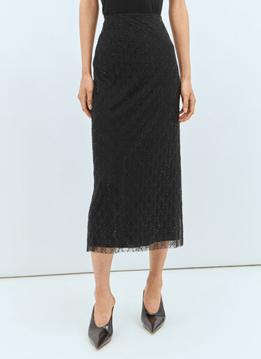 Gucci Tulle Midi Skirt Black guc0257041