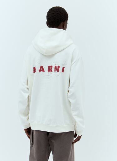 Marni Logo Embroidery Hooded Sweatshirt White mni0157002