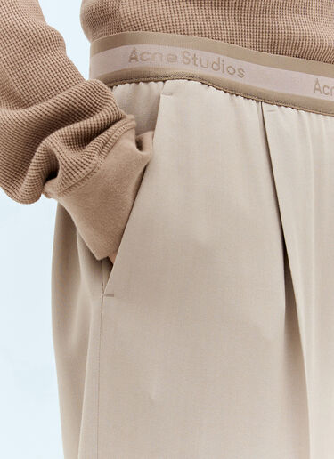 Acne Studios Logo Waistband Tailored Pants Beige acn0257018