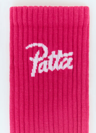 Patta Script Logo Sport Socks Pink pat0156013