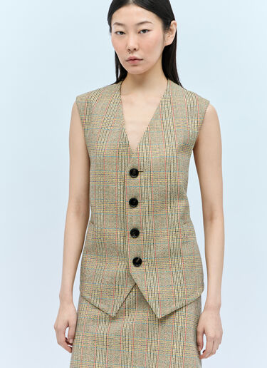 Bottega Veneta Prince Of Wales Waistcoat Beige bov0257015