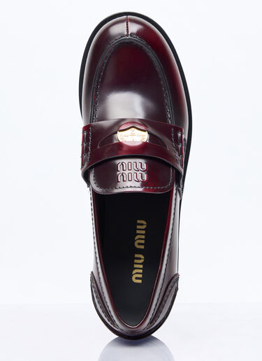 Miu Miu Leather Penny Loafers Burgundy miu0258021