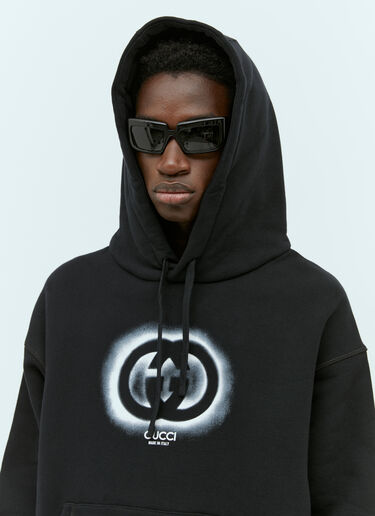 Gucci Interlocking G Graffiti Hooded Sweatshirt Black guc0155050