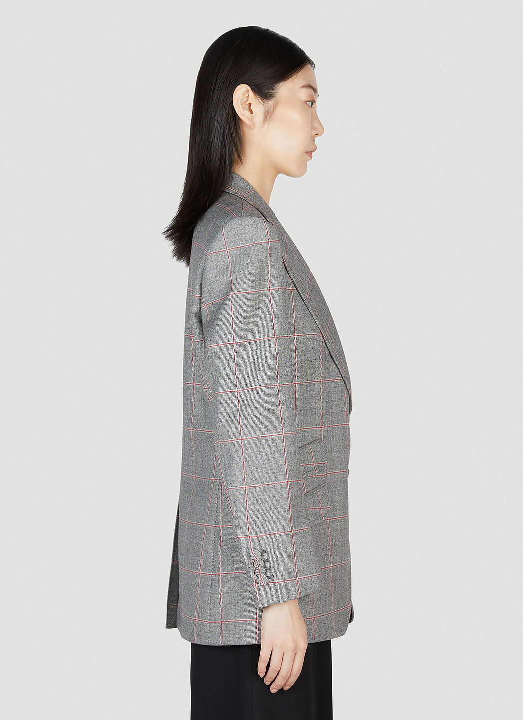 Gucci Women's Maison De L'Amour Check Blazer in Grey | LN-CC®